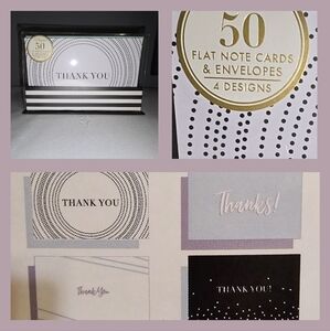 🆕 Dots & Stripes Thank You Cards with Envelopes - 50 Count - NEW